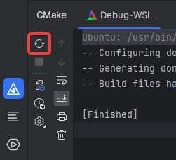 An image showing the "Reload CMake Project" button in CLion.